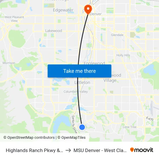 Highlands Ranch Pkwy & Spring Hill Pkwy to MSU Denver - West Classroom Building map