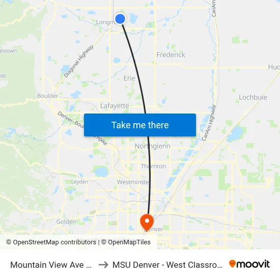 Mountain View Ave & Pace St to MSU Denver - West Classroom Building map