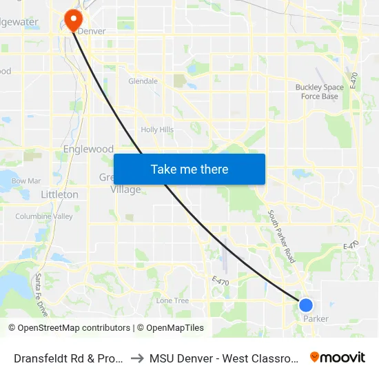 Dransfeldt Rd & Progress Ln to MSU Denver - West Classroom Building map