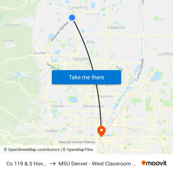 Co 119 & S Hover St to MSU Denver - West Classroom Building map