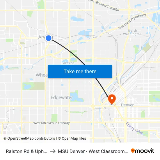 Ralston Rd & Upham St to MSU Denver - West Classroom Building map