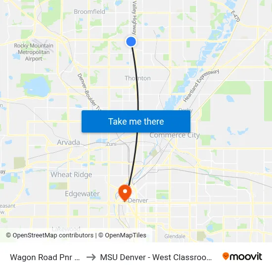 Wagon Road Pnr Gate D to MSU Denver - West Classroom Building map