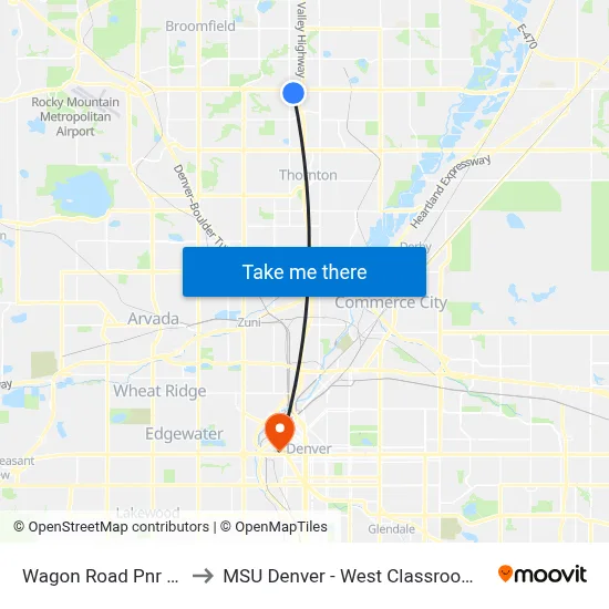 Wagon Road Pnr Gate F to MSU Denver - West Classroom Building map