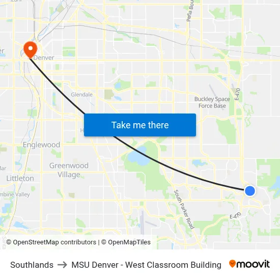 Southlands to MSU Denver - West Classroom Building map