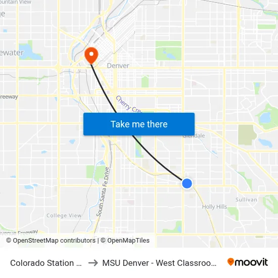 Colorado Station Gate C to MSU Denver - West Classroom Building map