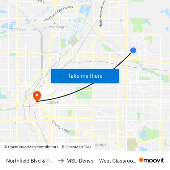 Northfield Blvd & Trenton St to MSU Denver - West Classroom Building map