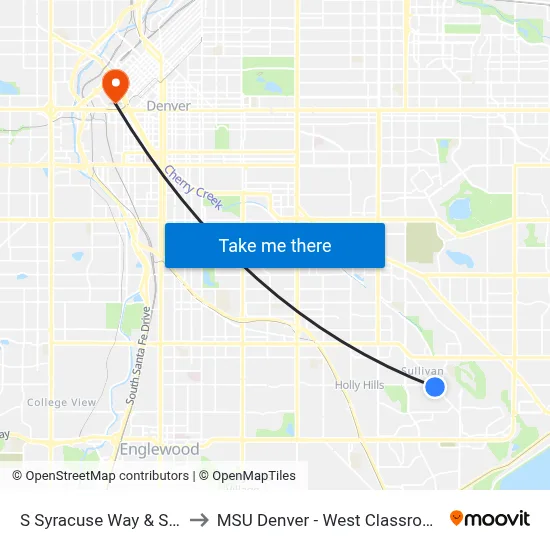 S Syracuse Way & S Uinta St to MSU Denver - West Classroom Building map