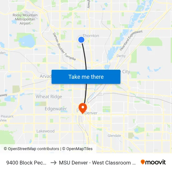 9400 Block Pecos St to MSU Denver - West Classroom Building map