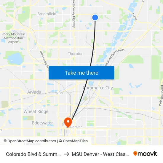 Colorado Blvd & Summit Grove Pkwy to MSU Denver - West Classroom Building map