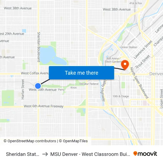 Sheridan Station to MSU Denver - West Classroom Building map
