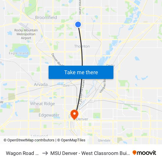 Wagon Road Pnr to MSU Denver - West Classroom Building map