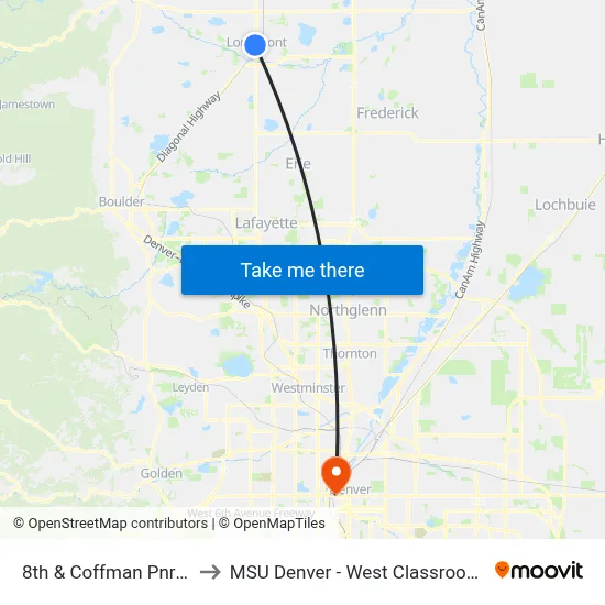 8th & Coffman Pnr Gate A to MSU Denver - West Classroom Building map