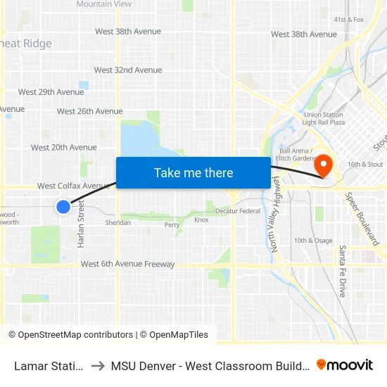 Lamar Station to MSU Denver - West Classroom Building map