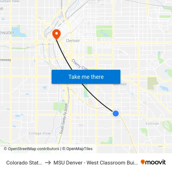 Colorado Station to MSU Denver - West Classroom Building map