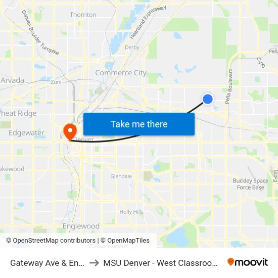 Gateway Ave & Enid Way to MSU Denver - West Classroom Building map