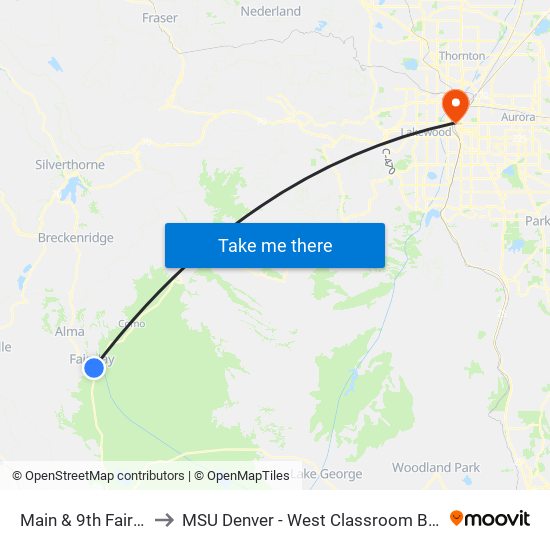 Main & 9th Fairplay to MSU Denver - West Classroom Building map