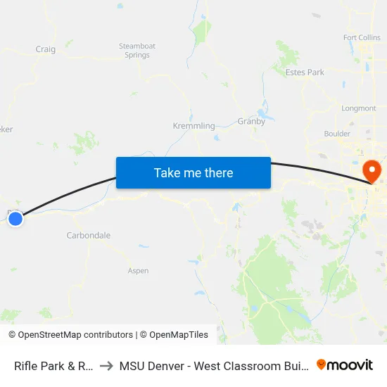 Rifle Park & Ride to MSU Denver - West Classroom Building map