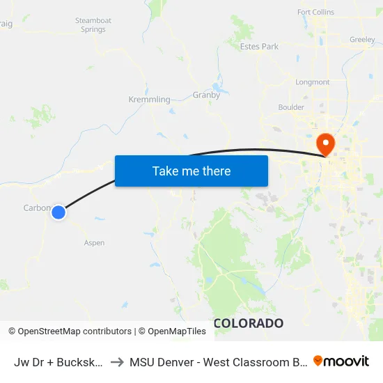Jw Dr + Buckskin Dr to MSU Denver - West Classroom Building map