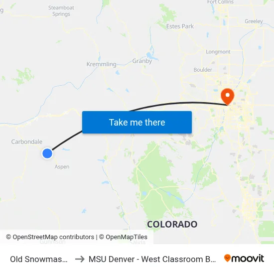 Old Snowmass Dv to MSU Denver - West Classroom Building map
