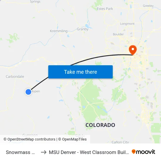 Snowmass Mall to MSU Denver - West Classroom Building map