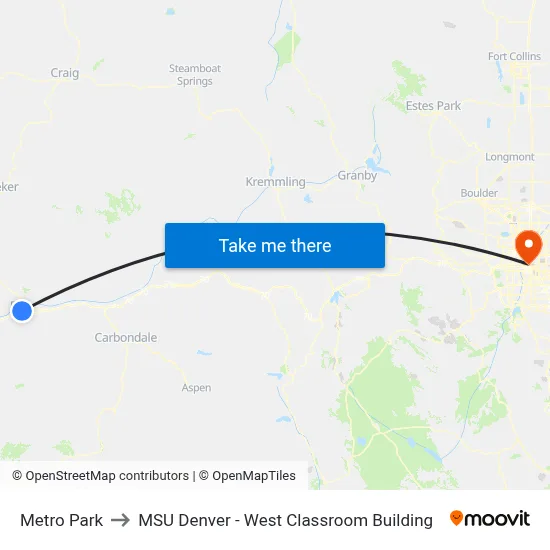 Metro Park to MSU Denver - West Classroom Building map