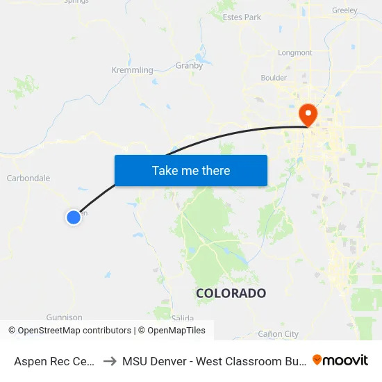 Aspen Rec Center to MSU Denver - West Classroom Building map