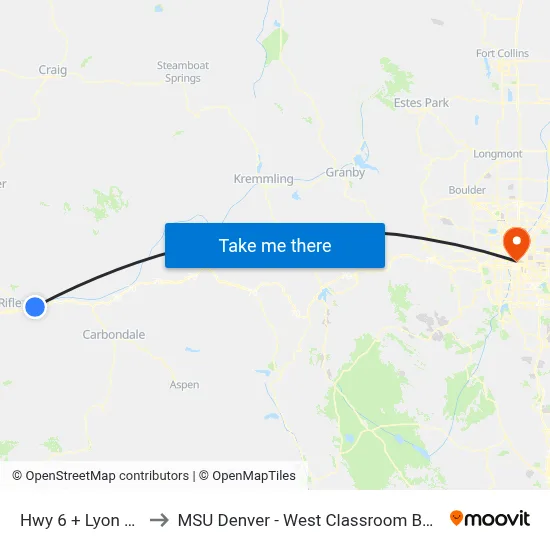 Hwy 6 + Lyon Blvd to MSU Denver - West Classroom Building map