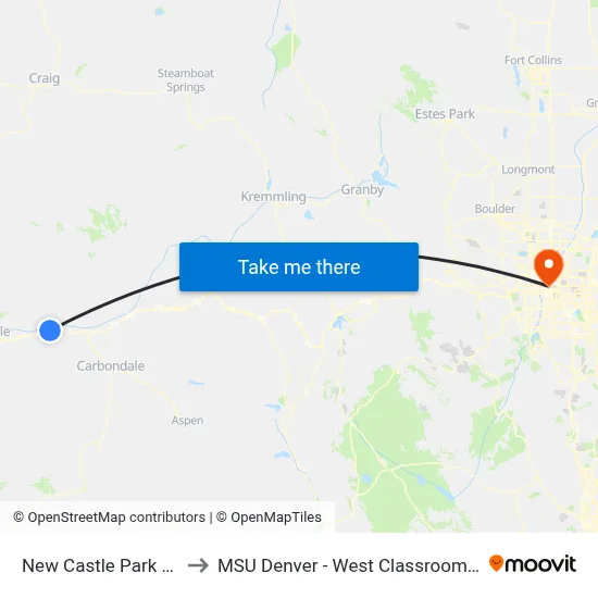 New Castle Park & Ride to MSU Denver - West Classroom Building map