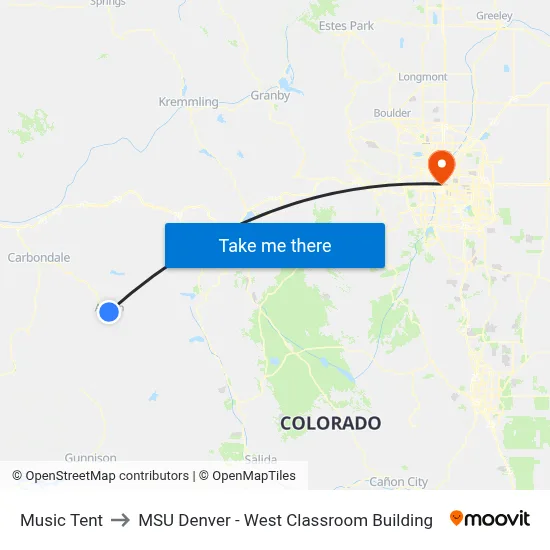Music Tent to MSU Denver - West Classroom Building map