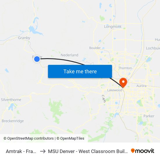 Amtrak - Fraser to MSU Denver - West Classroom Building map