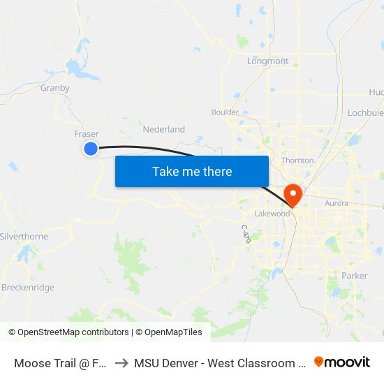 Moose Trail @ Foxtail to MSU Denver - West Classroom Building map