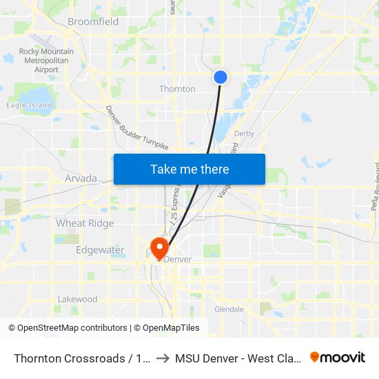 Thornton Crossroads / 104th Ave Station to MSU Denver - West Classroom Building map