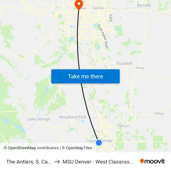 The Antlers; S. Cascade to MSU Denver - West Classroom Building map