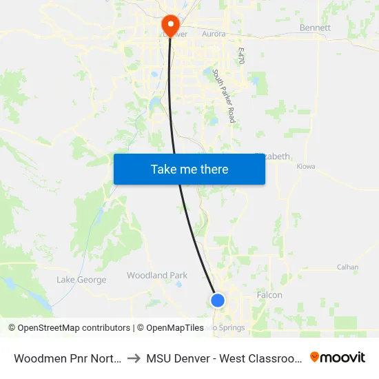 Woodmen Pnr Northbound to MSU Denver - West Classroom Building map