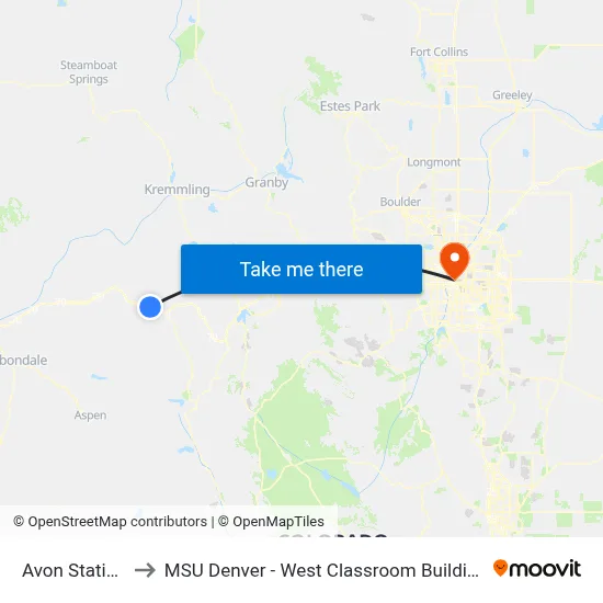 Avon Station to MSU Denver - West Classroom Building map