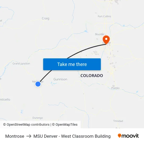 Montrose to MSU Denver - West Classroom Building map