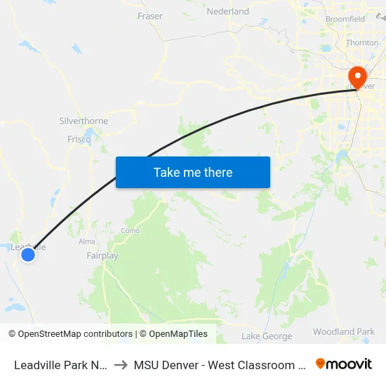 Leadville Park N Ride to MSU Denver - West Classroom Building map