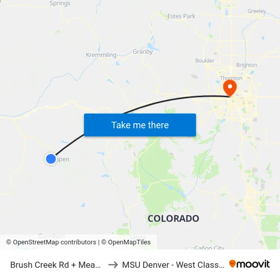 Brush Creek Rd + Meadow Rd Uphill to MSU Denver - West Classroom Building map