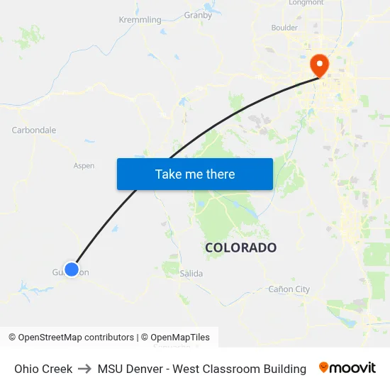Ohio Creek to MSU Denver - West Classroom Building map