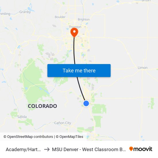 Academy/Hartford to MSU Denver - West Classroom Building map