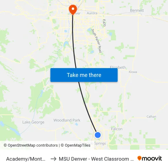 Academy/Montebello to MSU Denver - West Classroom Building map