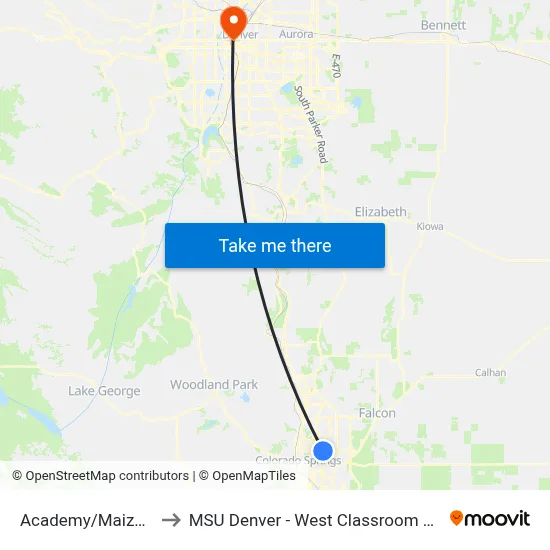 Academy/Maizeland to MSU Denver - West Classroom Building map