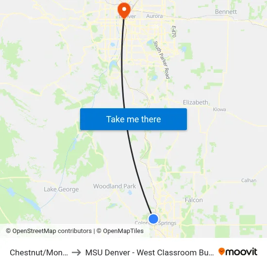 Chestnut/Monroe to MSU Denver - West Classroom Building map