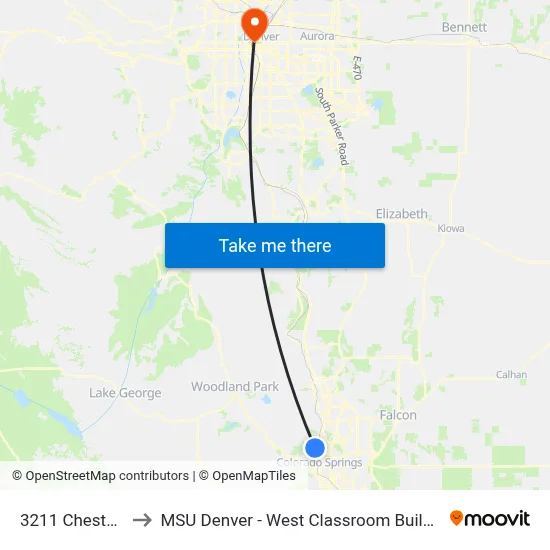 3211 Chestnut to MSU Denver - West Classroom Building map