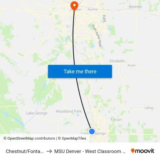 Chestnut/Fontanero to MSU Denver - West Classroom Building map