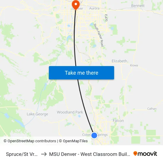 Spruce/St Vrain to MSU Denver - West Classroom Building map