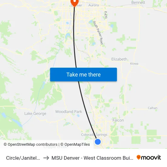Circle/Janitell W to MSU Denver - West Classroom Building map