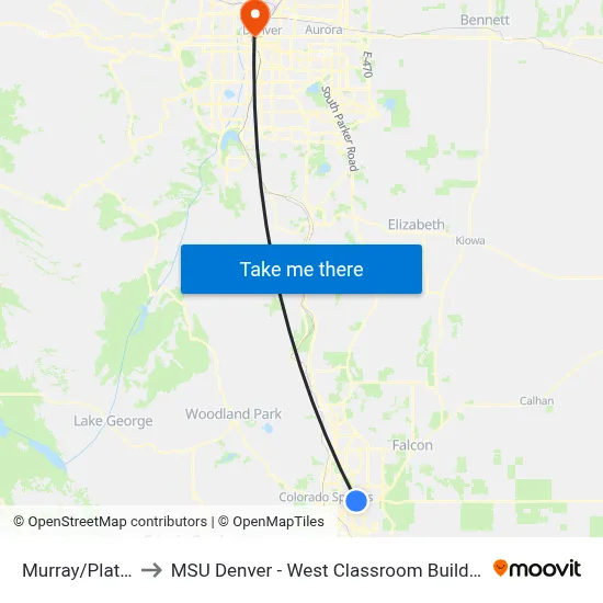 Murray/Platte to MSU Denver - West Classroom Building map