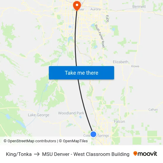 King/Tonka to MSU Denver - West Classroom Building map