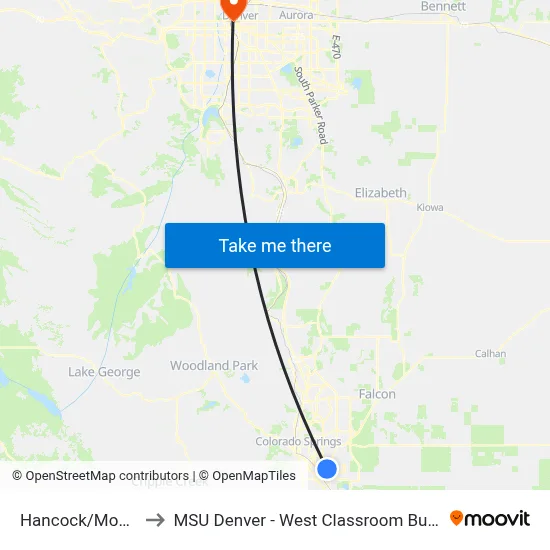 Hancock/Monica to MSU Denver - West Classroom Building map